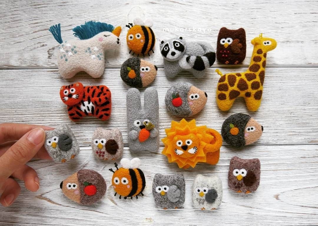 Идеи на тему «Felted animal brooche» () | валяние, животные, работы