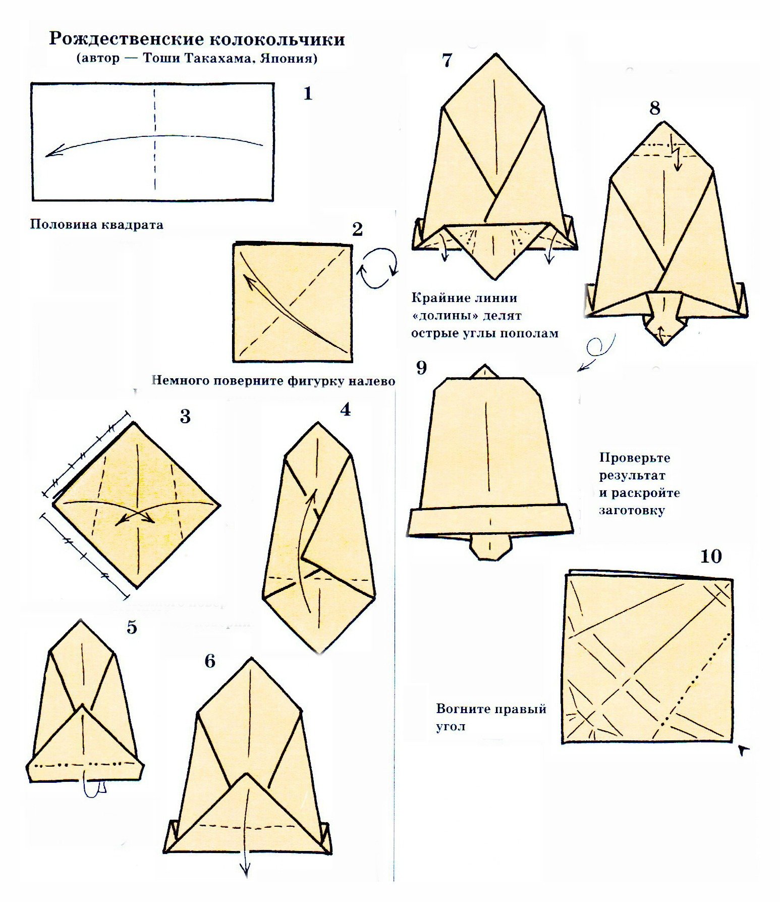 Колокольчик Рождественский оригами схемы