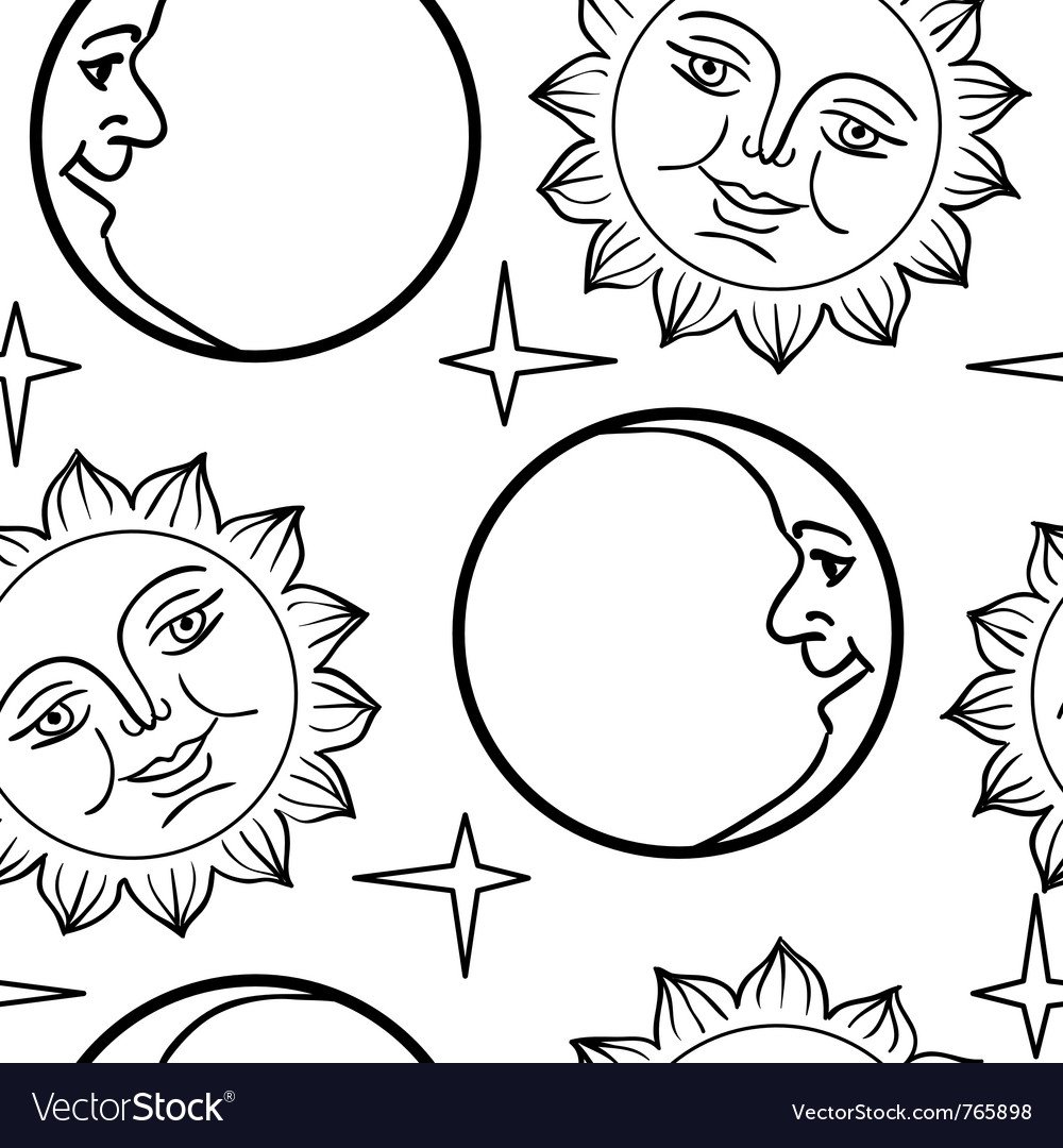 Солнце и Луна контур