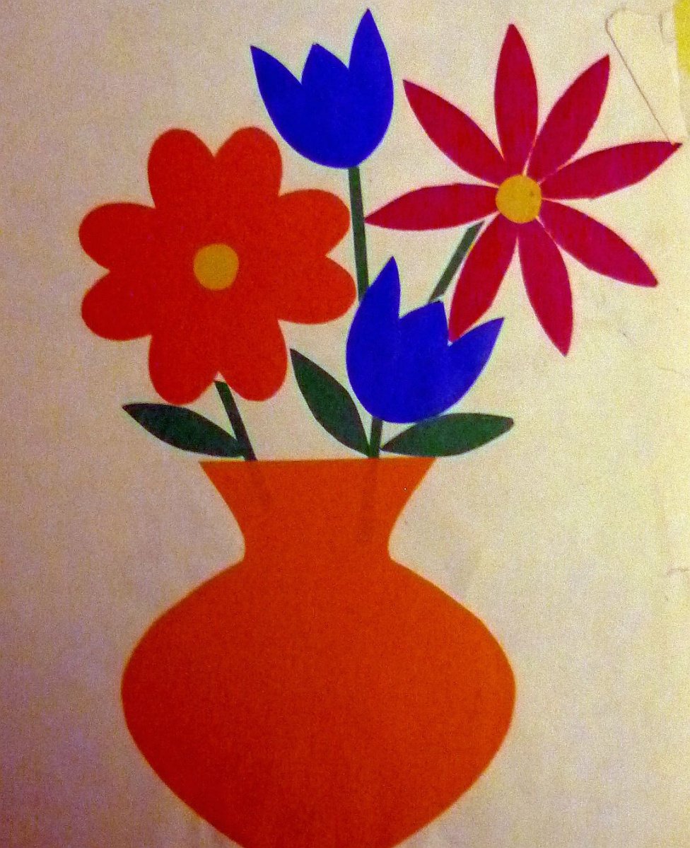 Букет Цветов На Картоне Из Цветной Бумаги