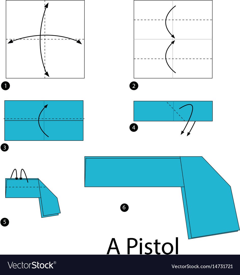 Пистолет из бумаги схема