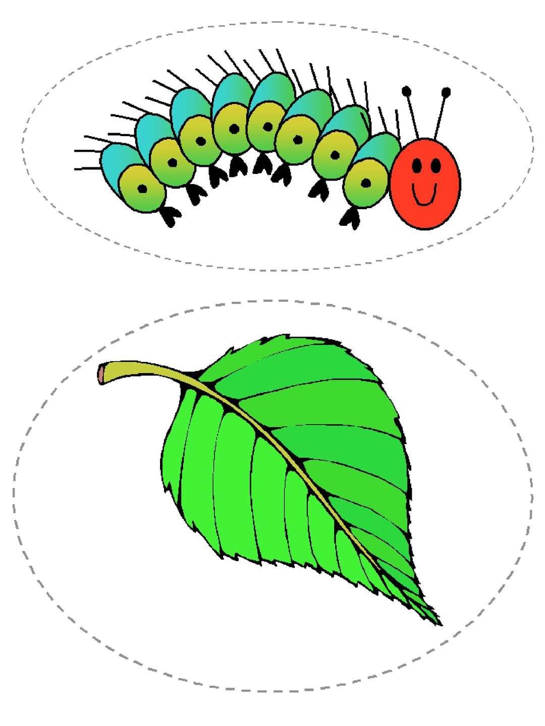 Гусеница на листе рисунок