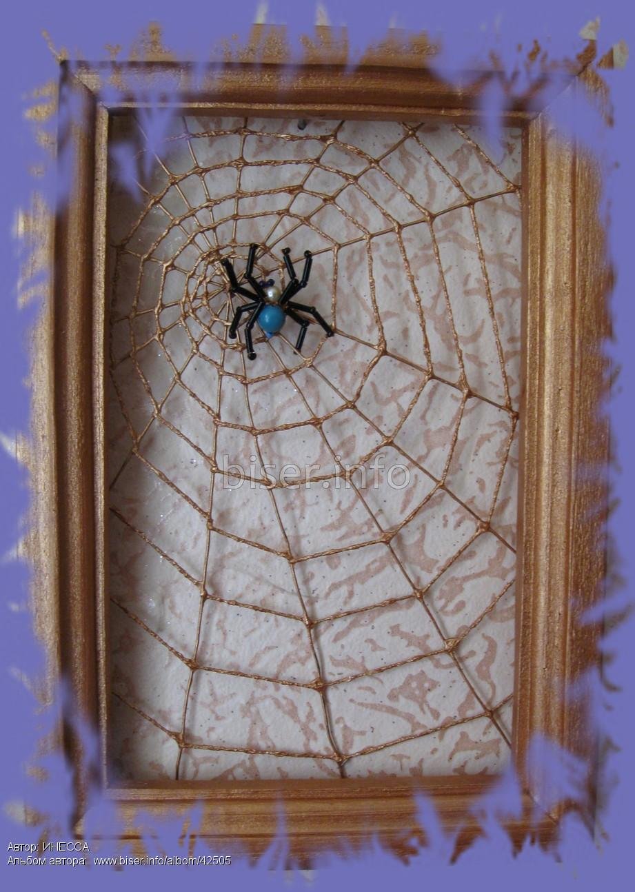 Поделка паук на паутине из природного материала