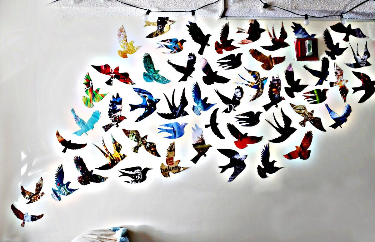 Птички из бумаги на стену