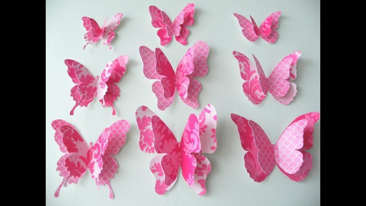 Двойные бабочки из бумаги своими руками розовые