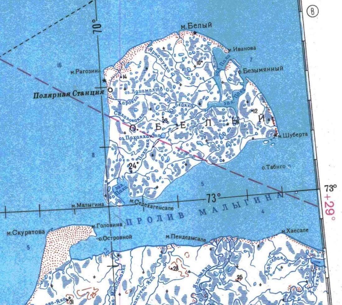 Остров белый в карском море на карте