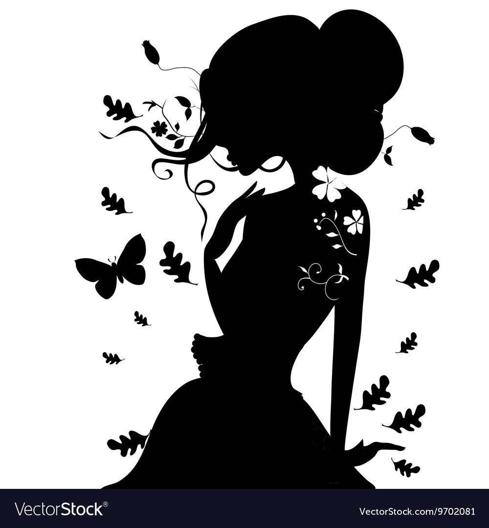 Силуэт женщины с бабочками