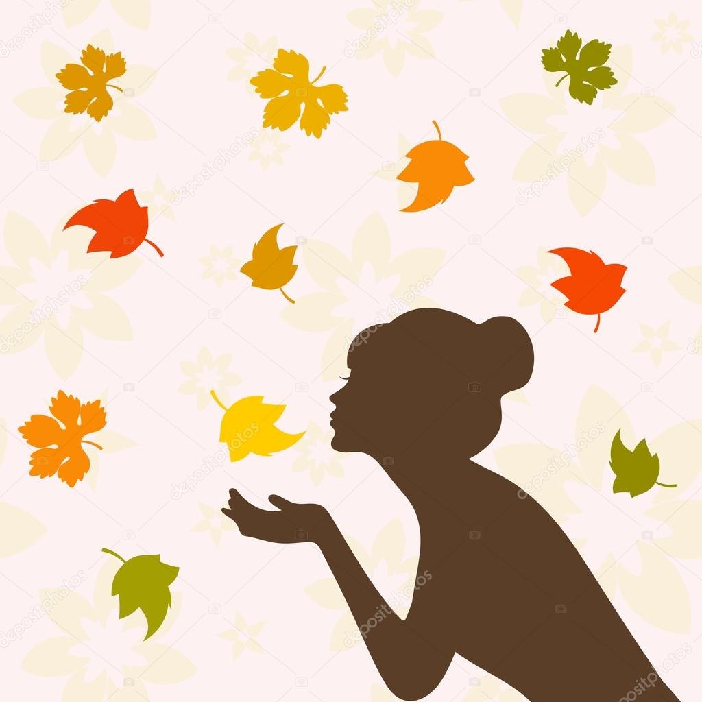 Силуэт девушки осень