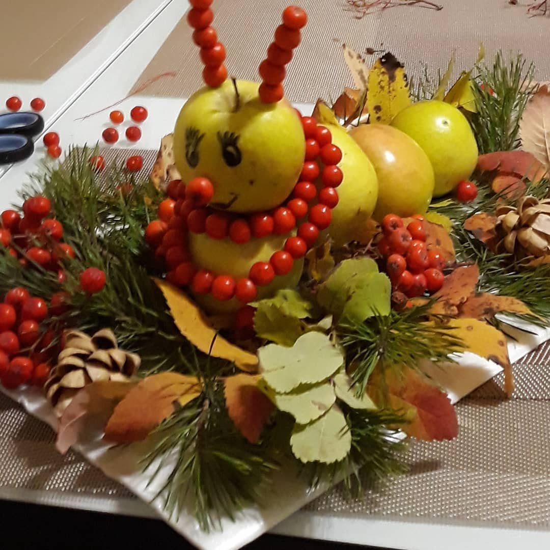 Осенняя поделка из яблок в садик