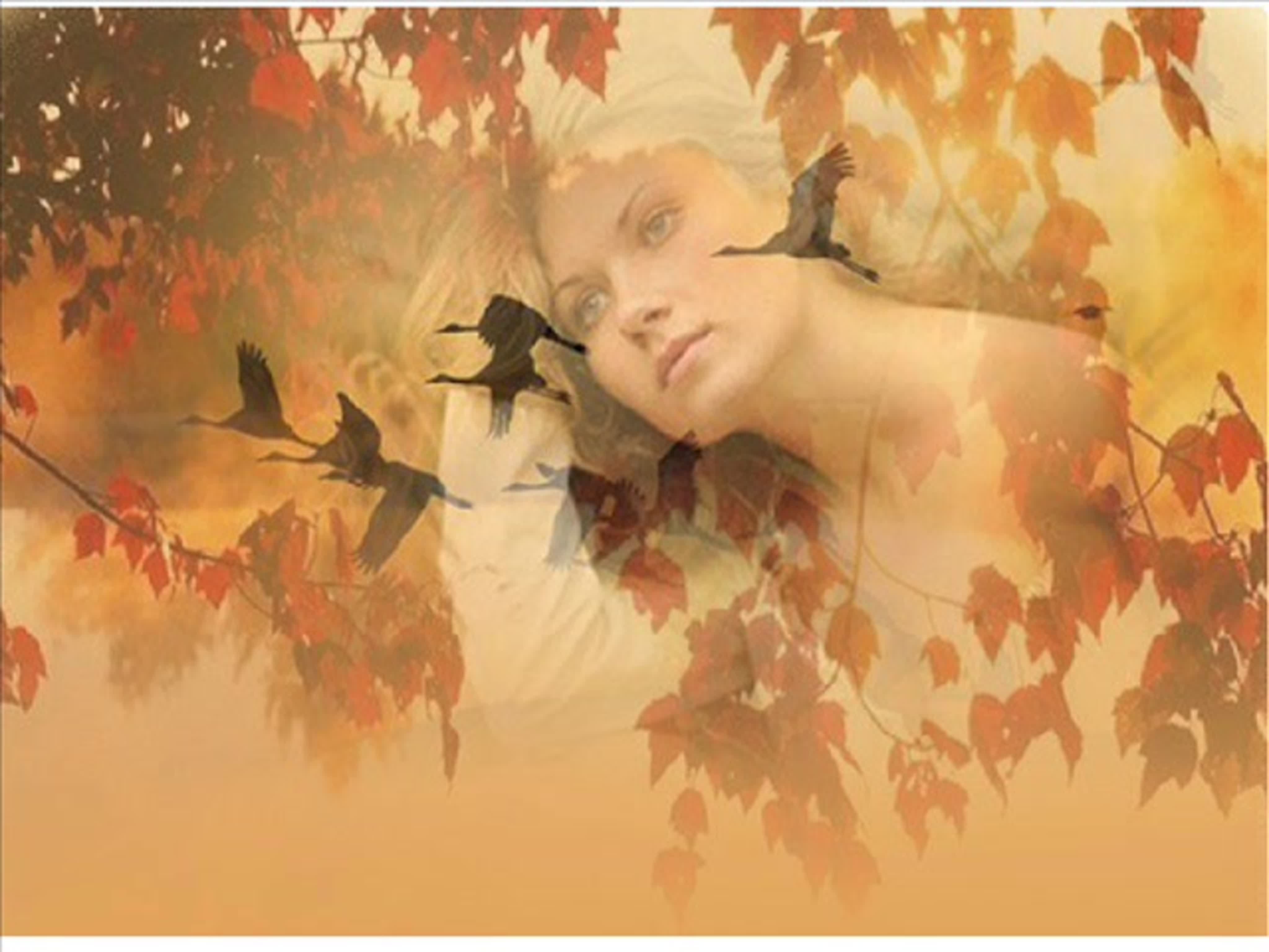 Песни грустит кленовая листва. Женщина осень. Осенняя печаль. Воспоминание об осени. Листопад и женщина.