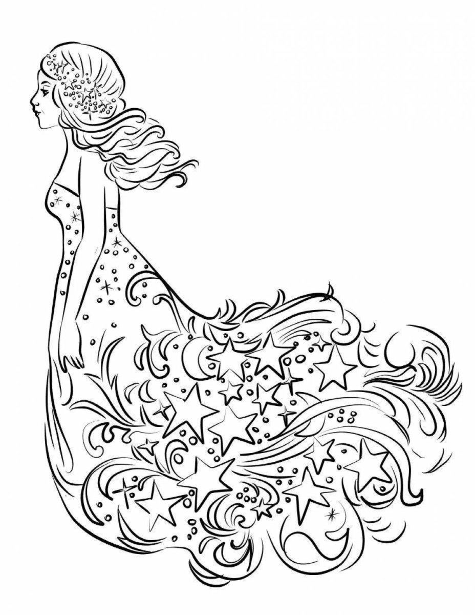 Трафарет девушки в длинном платье