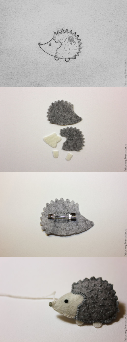 Брошь Ежик из фетра