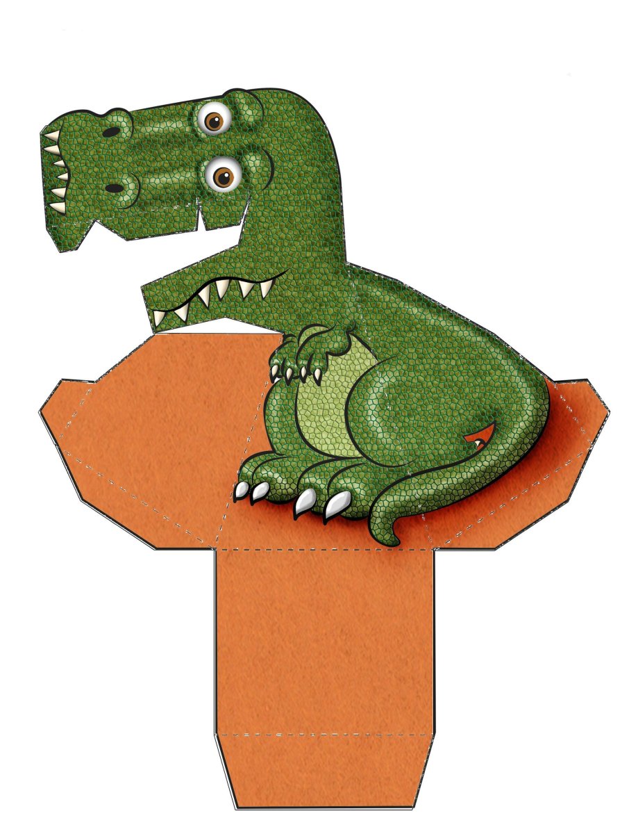 Динозаврик из бумаги на руку