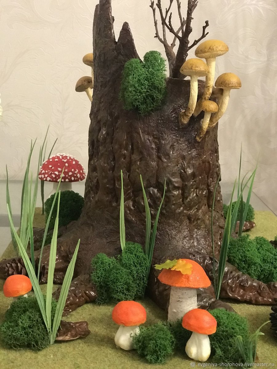 Поделка грибы на полянке