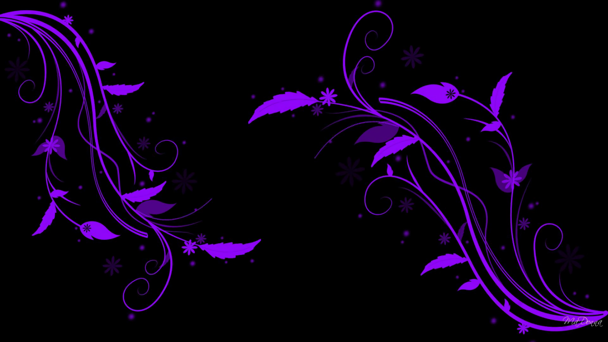 Фиолетовые рисунки на черном фоне