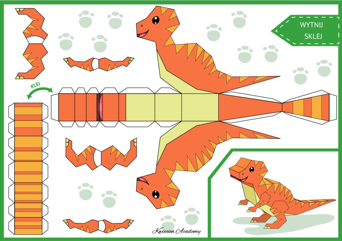 Динозавр из картона шаблон