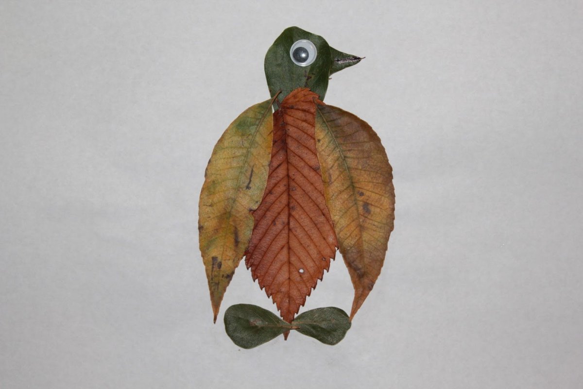 Птица из засушенных листьев