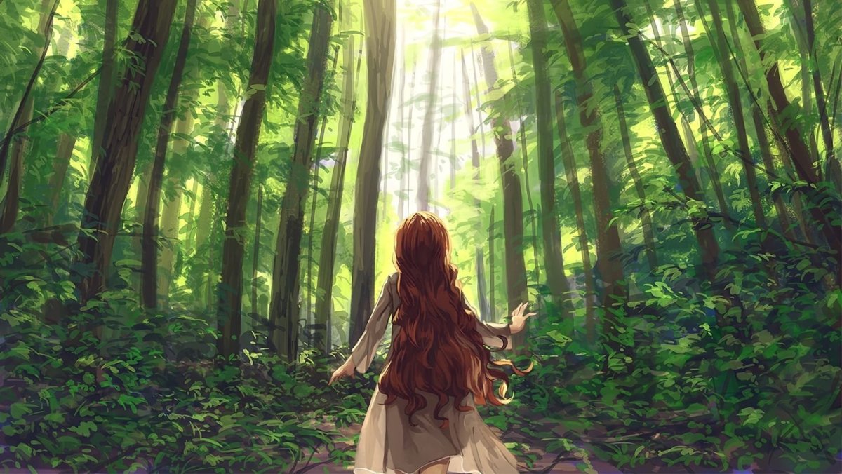 Девушка в лесу арт