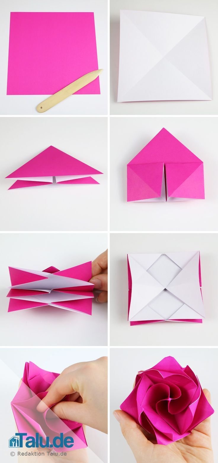 Оригами. Оригами Розочка. Сложить розу из бумаги.