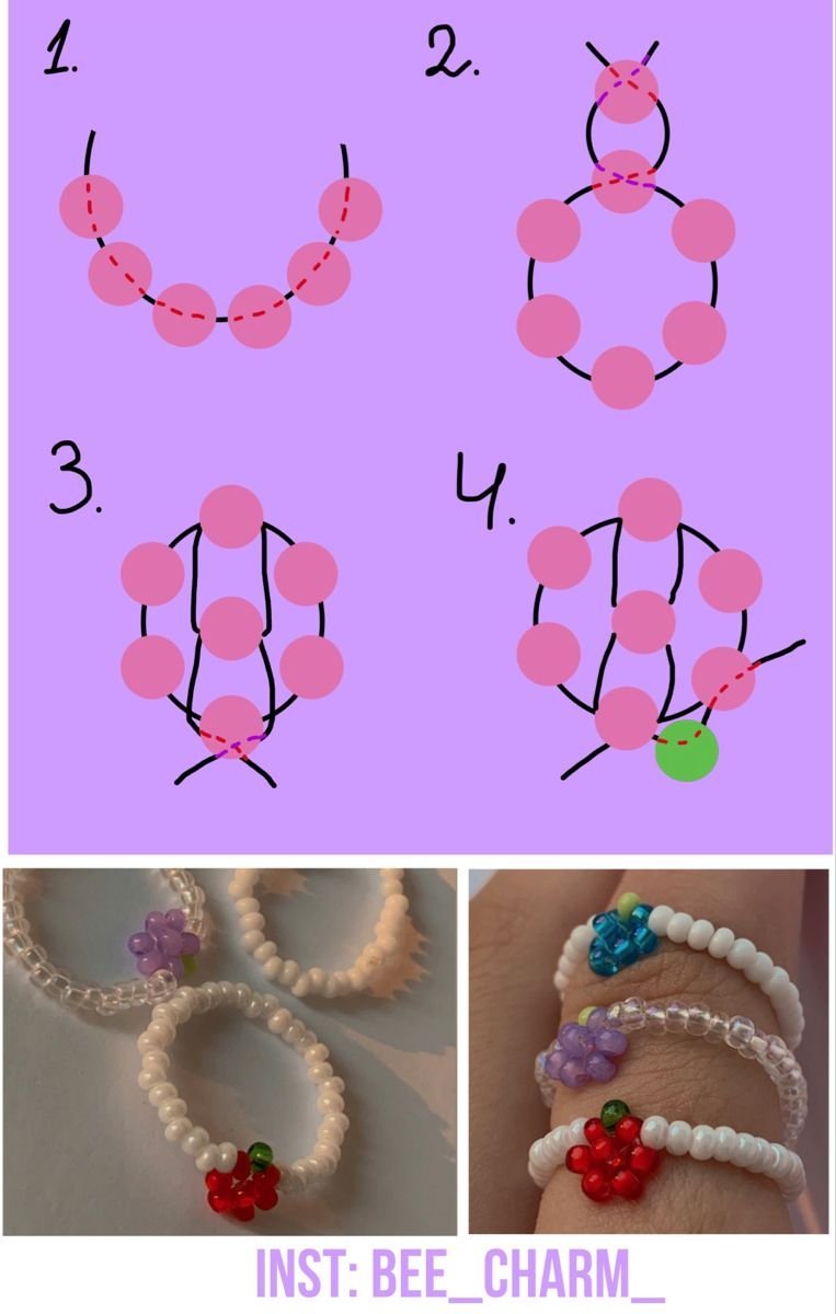 Идеи колец из бисера легкие схемы
