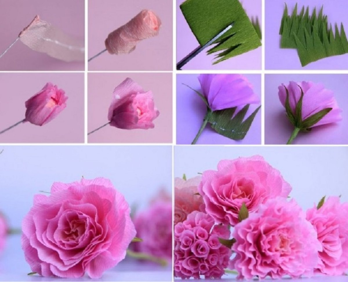 Простые цветы из гофрированной бумаги